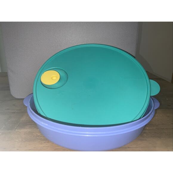 Tupperware Rock N Serve 10" Divided Container 3284C Blue & Green Seal 2651C-2 - Picture 4 of 5